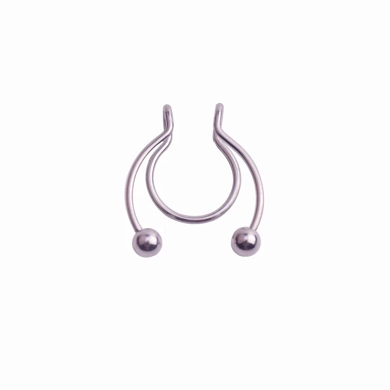 1pcs 2020 New Fake Nose Ring Stud Clip Medical Stainless Steel Hot Sale Nasal Septum False Piercing Jewelry | Украшения и