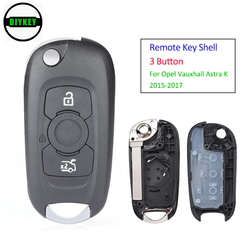 

DIYKEY Flip Smart Remote Key Shell 3 Button Key Case Replacement for Opel Vauxhall Astra K 2015 2016 2017