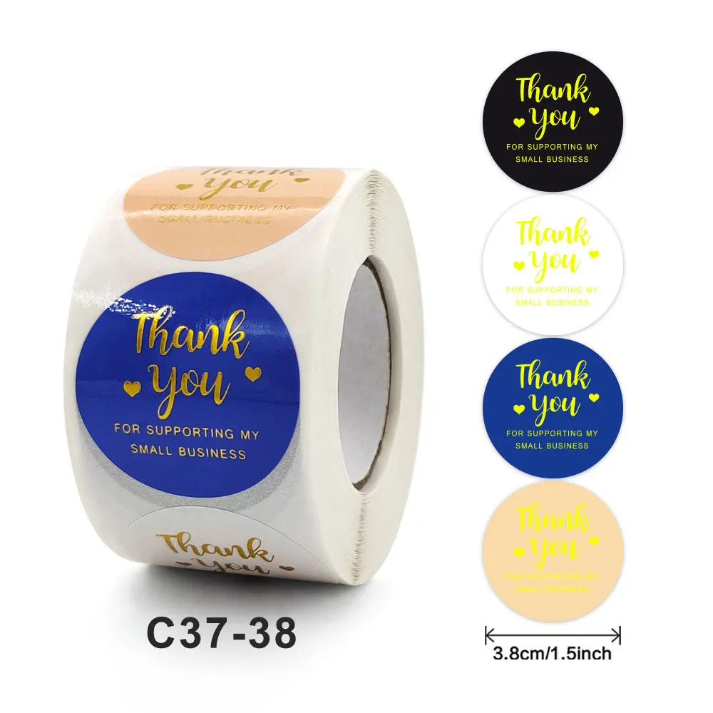 

Drop Free Shipping 500pcs Gold Foil Thank You Stickers For Christmas Wedding Pretty Gift Cards Envelope Sealing Label Decoration