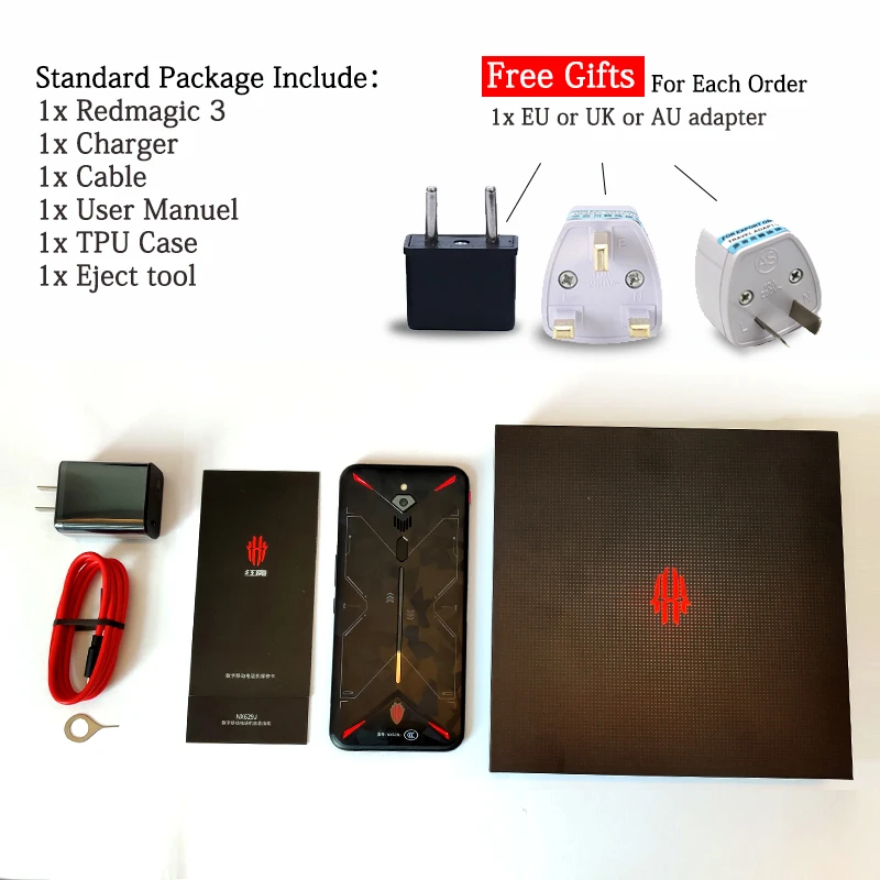 Глобальная версия, Смартфон zte nubia Red Magic 3, 6,65 дюймов, Snapdragon 855, фронтальная, 48 МП, 8 ГБ, 128 ГБ, 5000 мАч, игровой мобильный телефон