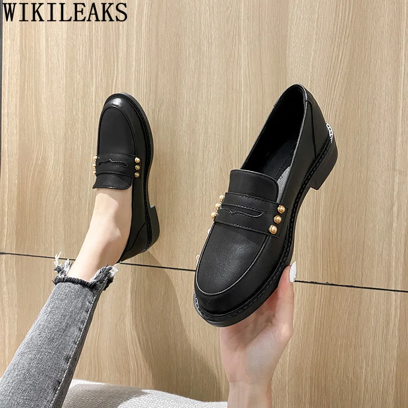 Туфли-оксфорды женские из лакированной кожи повседневная обувь без застежки