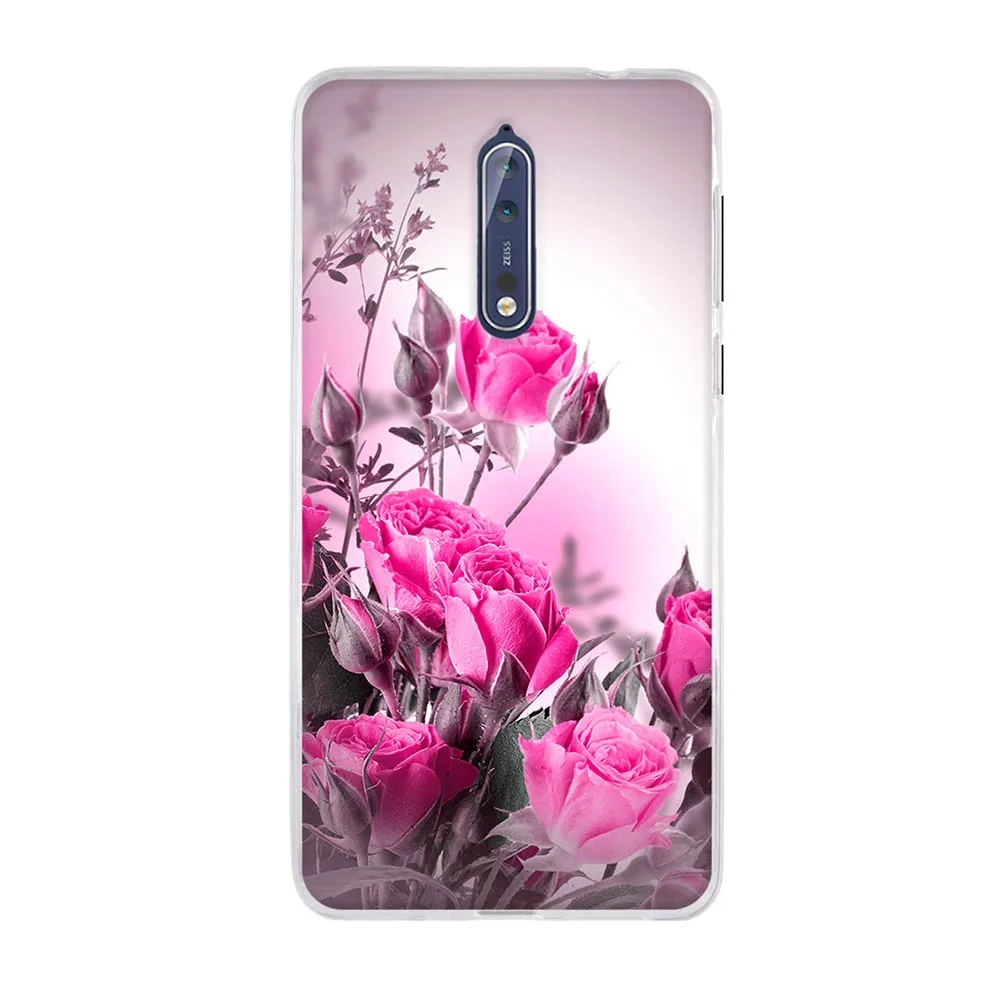 Чехол для Nokia 8 Ультратонкий Мягкий силиконовый чехол из ТПУ 5 3 дюйма с цветочным