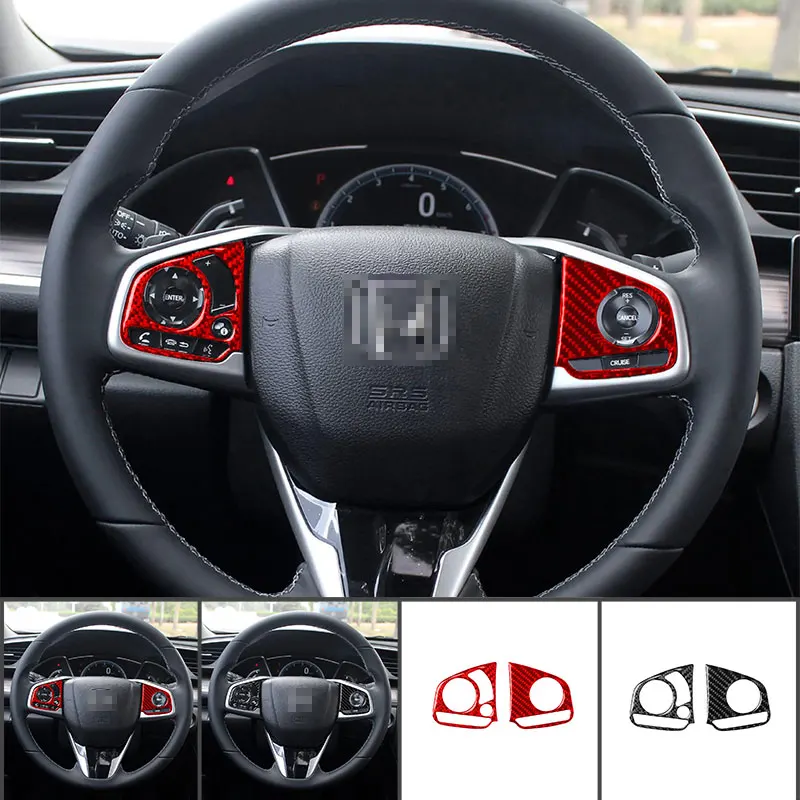 

Аксессуары для интерьера из углеродного волокна модификация кнопки рулевого колеса защитный чехол отделка наклейки для Honda Civic 2016-2019