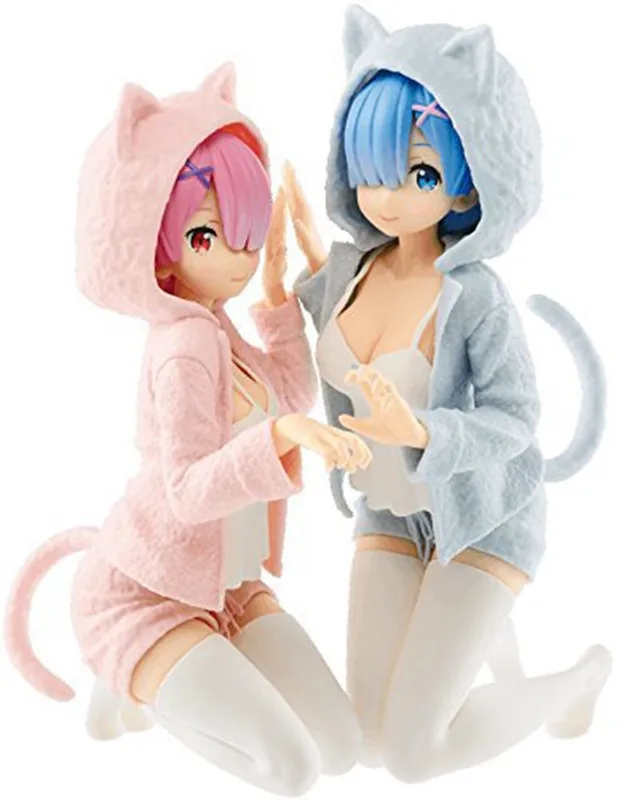 

Аниме Re: Zero фигурка Twin Ram и Rem Nyanko Mode Ver. Экшн-фигурка Rem из ПВХ Коллекционная модель игрушка 2 стиля