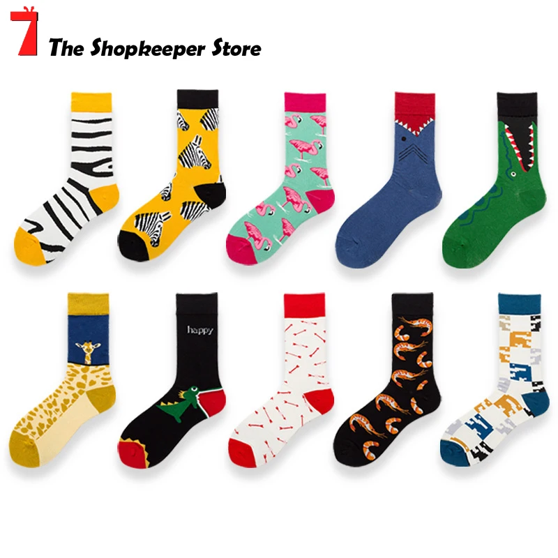 2020 хип-хоп счастливые носки для мужчин креативный Забавный мультфильм крокодил