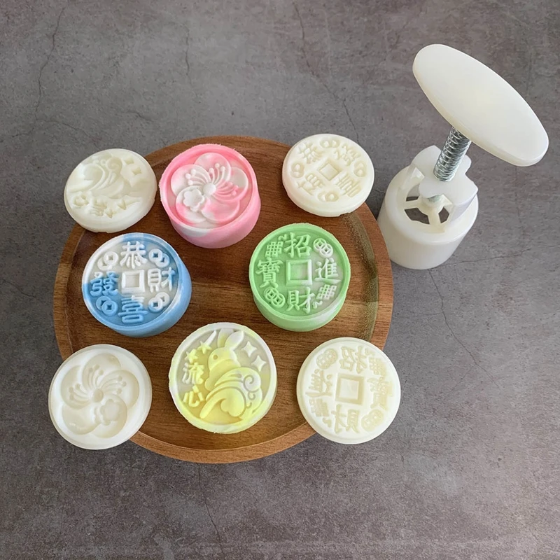 50 г Mooncake плесень 4 марки кролик печенья резак ручной пресс зеленый бобы торт