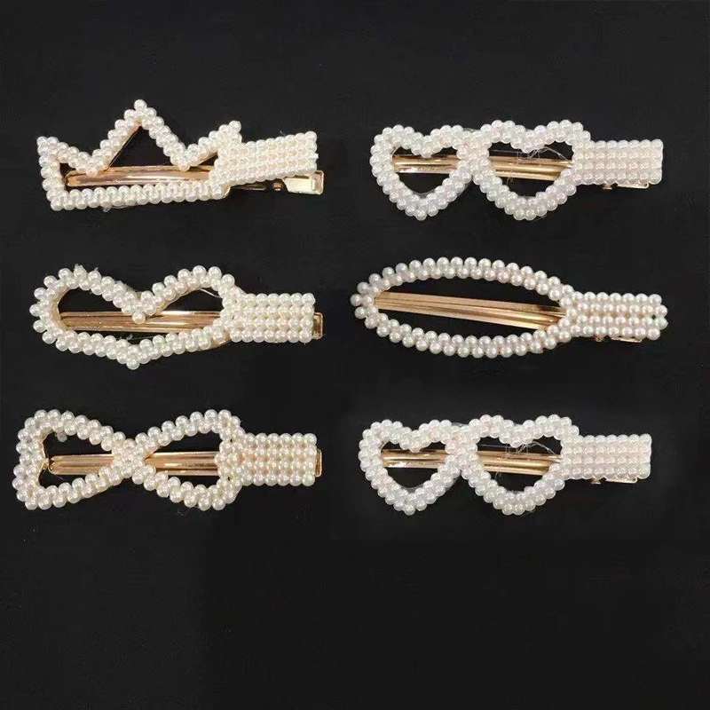 

30 Styles Pearls Heart Bow Shape Hair Clips Elegant Exquisite Side Bangs Barrette Women Travel Daily Party Styling Hairpin Gift