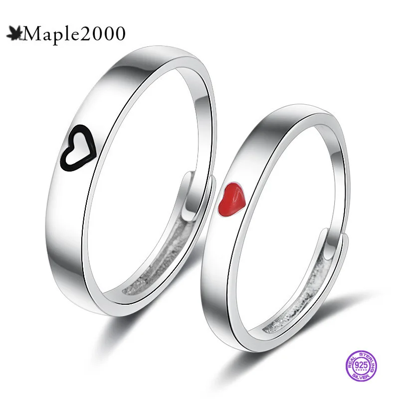 Кольцо для пары love 925 пробы серебряное кольцо в форме сердца мужчин и женщин