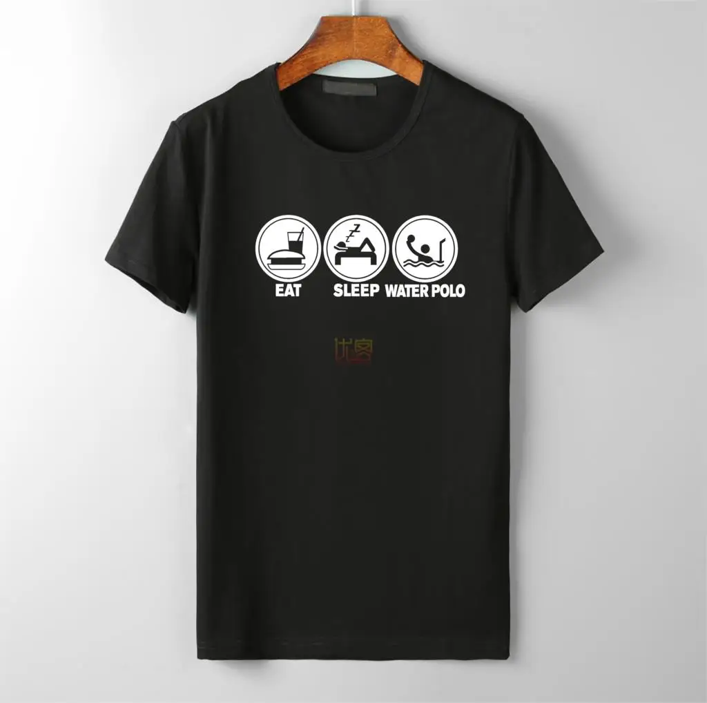 Eat Sleep водное поло забавная креативная мужская футболка 2018 новая с короткими
