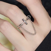 new temperament vintage metal texture ring hip hop cross chain tassel ring old tail ring men and women jewelry