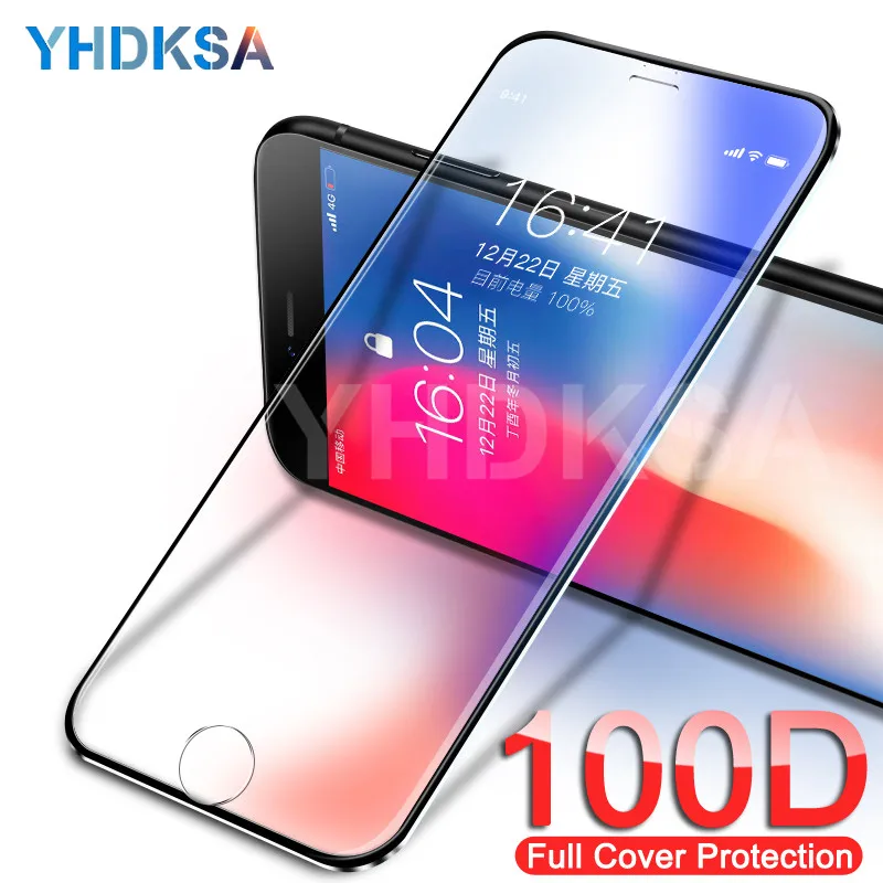 100D изогнутое полное покрытие из закаленного стекла для iPhone 8 7 6 6s Plus Защита экрана для iPhone X XR XS 11 Pro Max защитная пленка