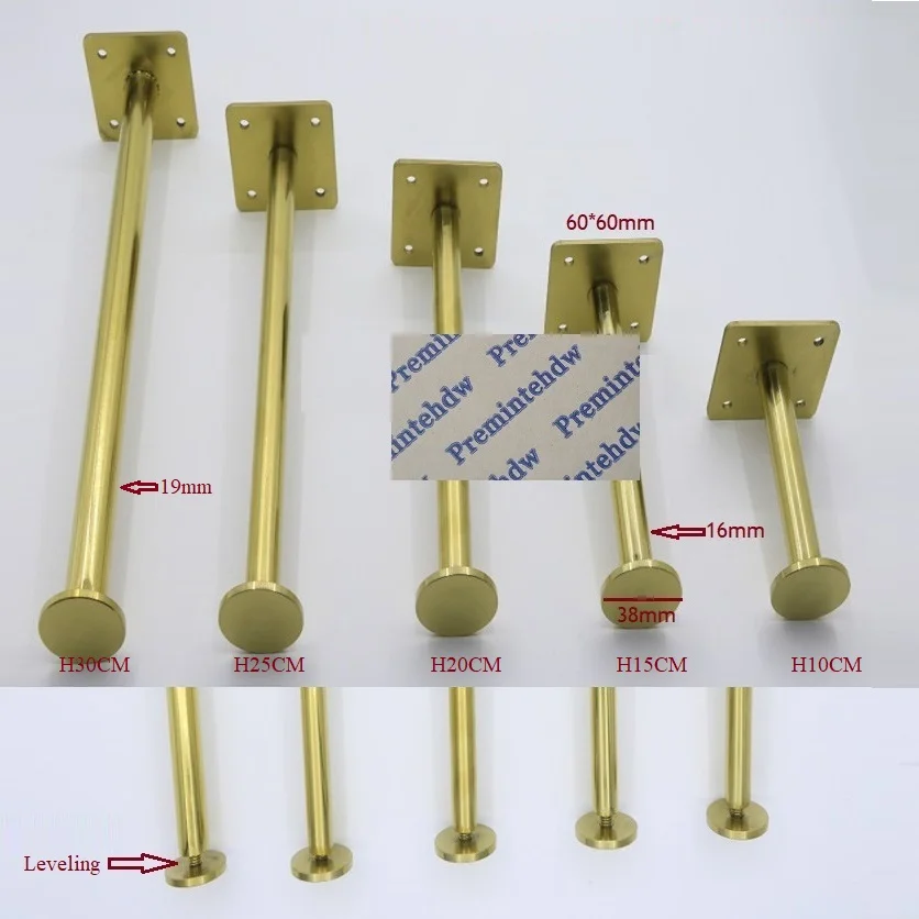 

2Pcs Slim Stainless Steel Gold North European Furniture Bath Dressing TV Cabinet Coffee Adjustable Feet Leg Leveling Lever