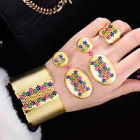 godki new charms 3pc bracelet ring earring set for women wedding bridal cubic zircon dubai party wedding jewelry boho 2021