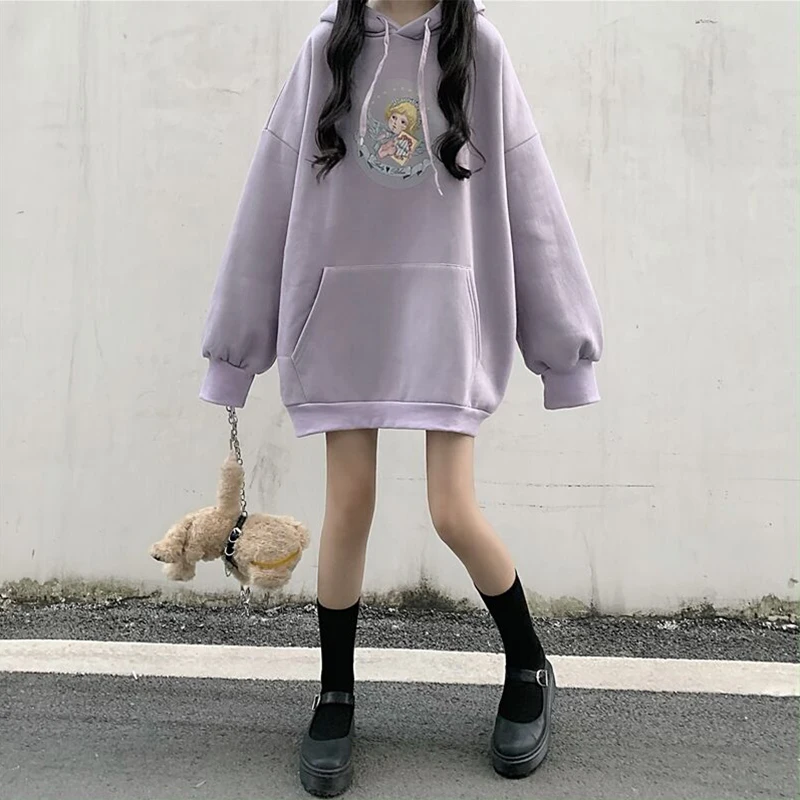 Женская толстовка в студенческом стиле Осень зима с длинным рукавом свободная