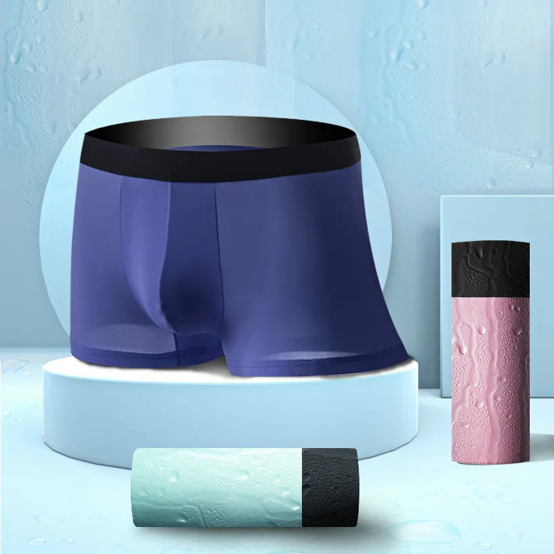 

Boxer briefs solid color mid-waist men's ice silk boxer briefs