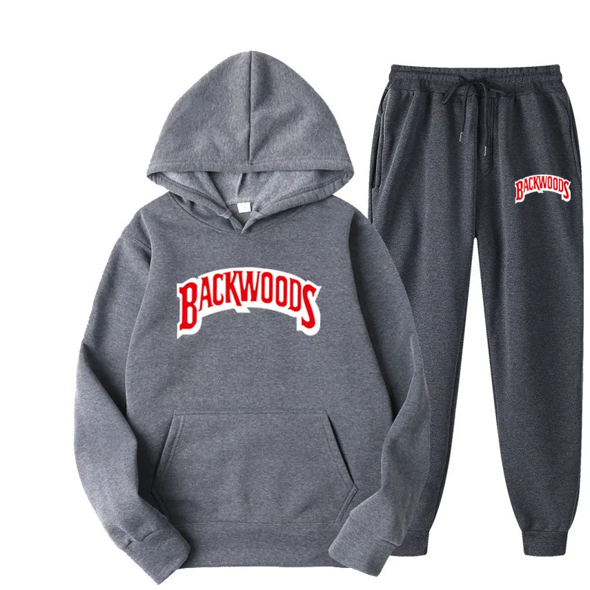 

2021 New 2 Pieces Sets Autumn Fashion Hoody Backwoods Men Hoodies Casual Sweatshirts+Pants Plus Fleece Warm Threaded Cuffs S-3XL