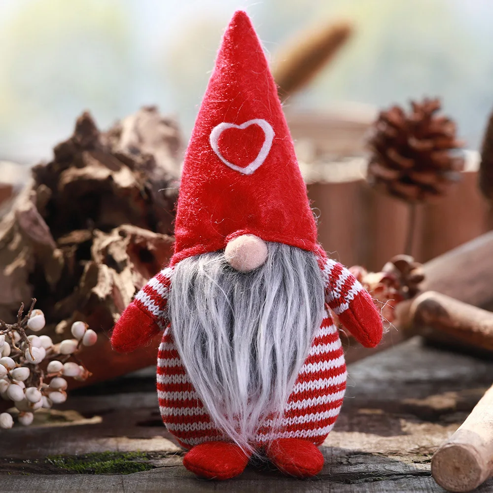 1Pc Non-Woven Hat With Heart Handmade Swedish Stuffed Toy Santa Doll Gnome Scandinavian Dwarf Elf Home Ornaments Christmas | Дом и сад
