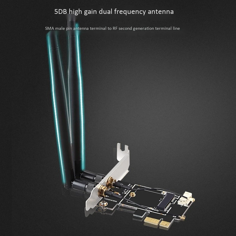 

Wireless Card to PciE-1X to NGFF-Ekey PCIE Laptop Pc WIFI WLAN Card Adapter Dual Antenna Adapter Board