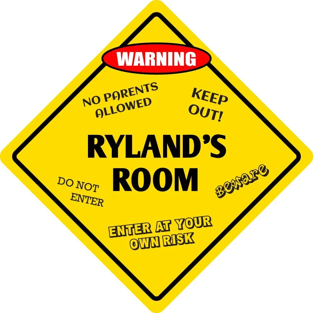 

StickerPirate Ryland's Room Funny Kids Room Door Warning Danger Metal Novelty Sign Aluminum