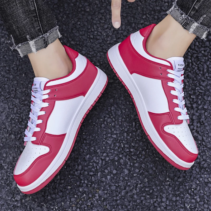 

2021 aj spring new boys Korean sports skateboard shoes fashion breathable shoes men's trendy shoes all-match red shoes
