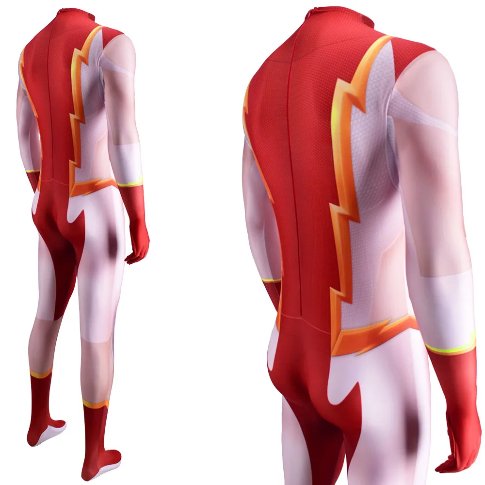 

Newest Superhero Kid Flash Cosplay Impulse Costume Halloween Flash Jumpsuit Custom Made Bart Allen Outfit
