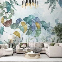custom mural wallpaper modern minimalist hand painted plant ginkgo leaf nordic living room bedroom background 3d photo tapety