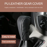 car gear shift knob cover protector universal pu leather non slip car handbrake protector gear beigebrownblack shift collars