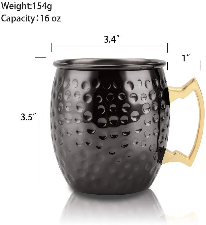 Медные кружки набор из 4 чашек нержавеющей стали кованый с латунной ручкой