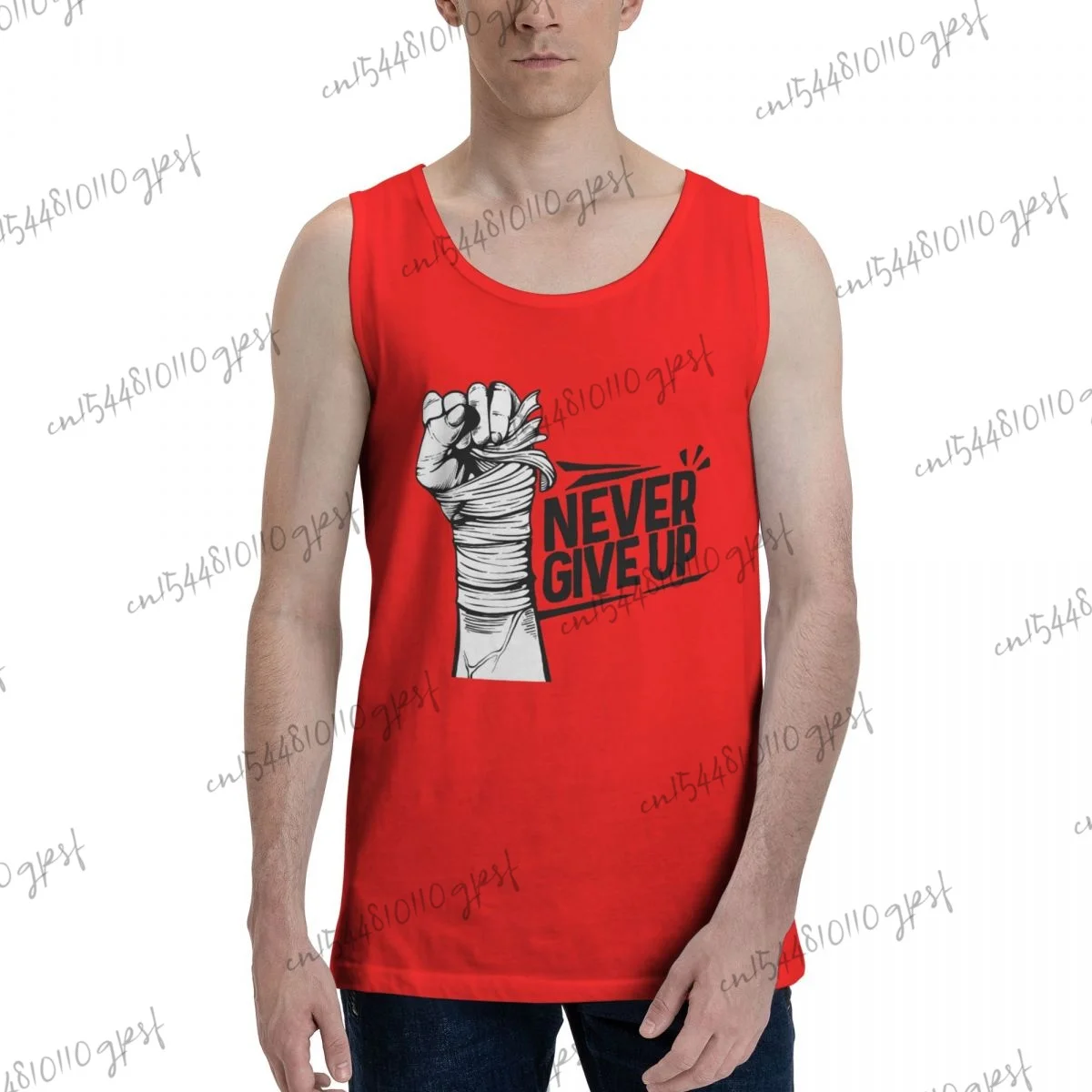 

100% cotton ropa Never Give Up Motivation Men's Tank Top Shirt Red clothing
