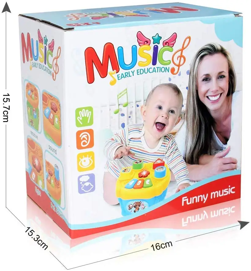 

Baby Kids Musical Drum Instrument with Light and Music Sound Developmental Toddlers Toy Shape Blocks Educational Toys for Kids