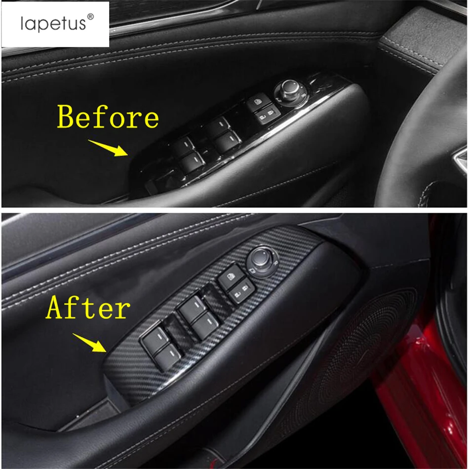 

Lapetus Accessories Fit For Mazda 6 2019 2020 ABS Inner Door Armrest Window Switch Control Panel Molding Cover Trim Carbon Fiber