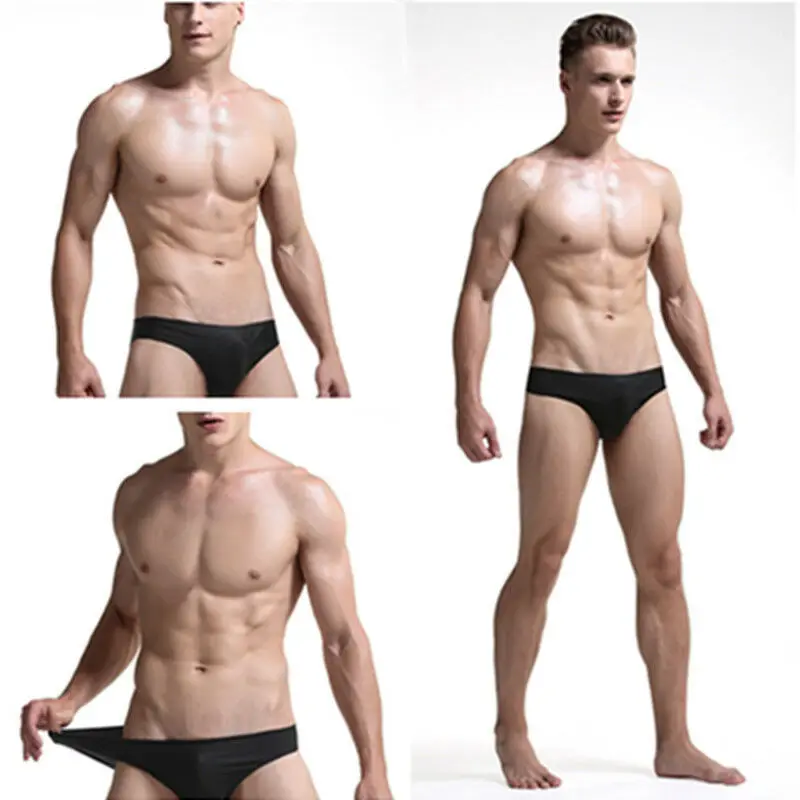 

Meihuida Mens Trunks Erotic Low Waist Underwear Solid Breathable Ice Thong G-Strings Lingerie4 Color Gift