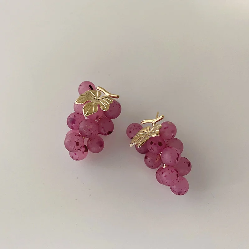 

LOVOACC Wonderful Clear Arcylic Purple Grape Pendant Earrings for Women Girls Gold Color Leaves Dangle Earrings Accessories
