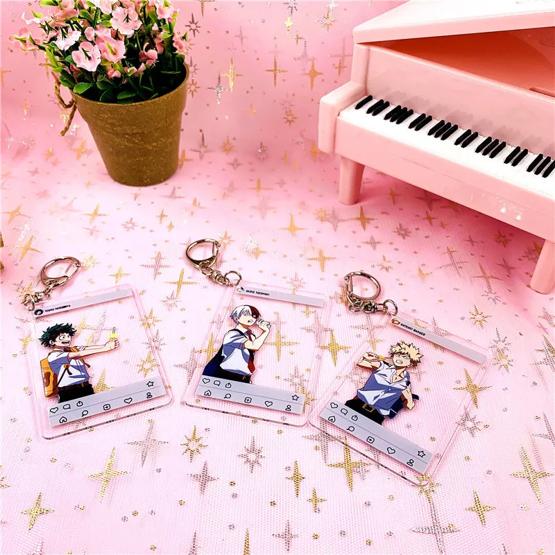 Anime My Hero Academia Cosplay Double-sided Unisex Keychain Character Acrylic Key Ring Charms Keychain Gift for Children