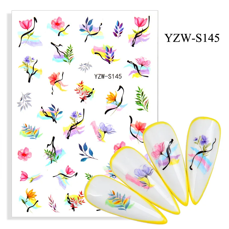 3D наклейка для ногтей слайдер в виде оливковой ветки орхидеи наклейки дизайна