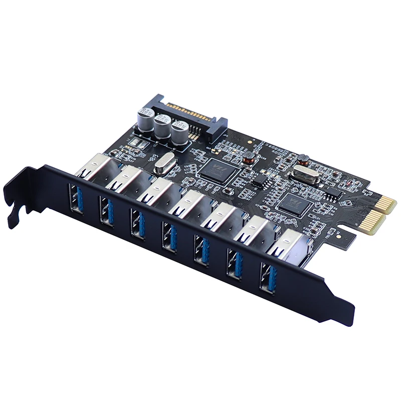 PCI e USB 3 адаптер с 7 портами PCIe 0 контроллер USB3 конвертер PCI-e Экспресс плата