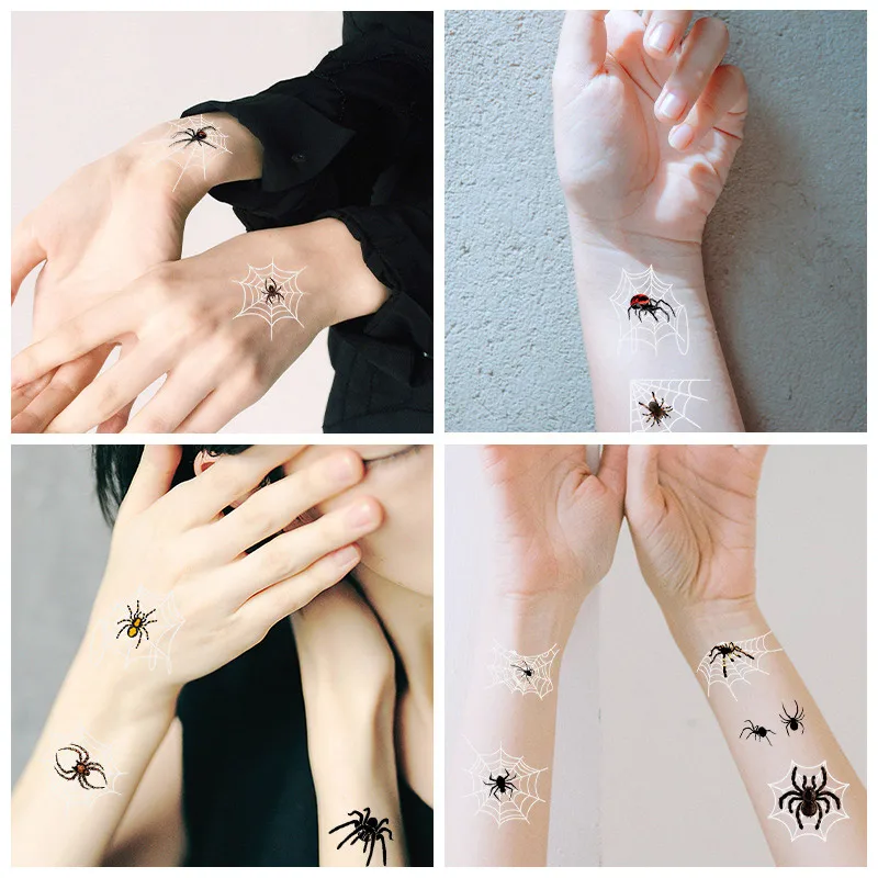 Тату-Наклейка 3D для пауков временная Водонепроницаемая наклейка с ужасами