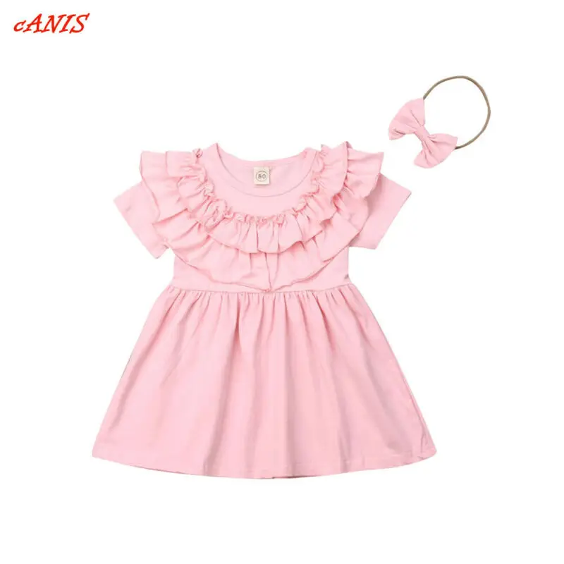 2019 новая одежда для младенцев pudcoco вечерние платья розового цвета с повязкой на