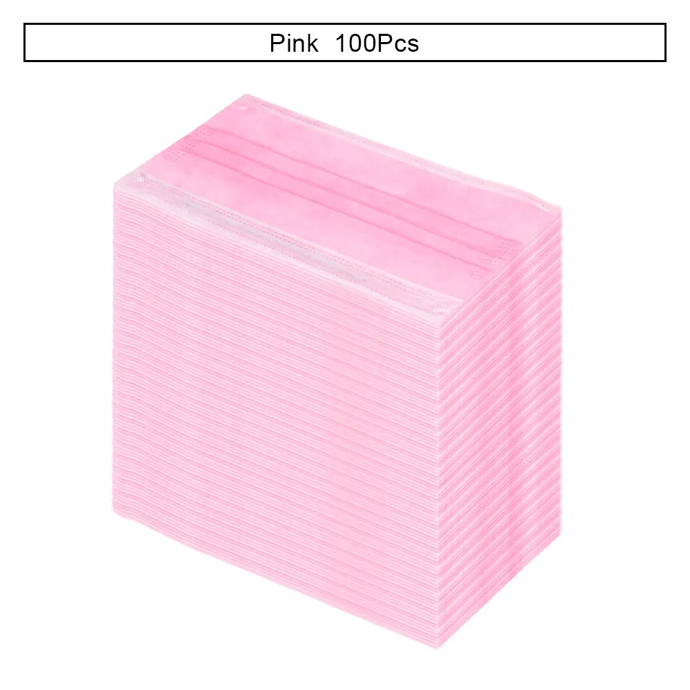 Pink 100 Pcs 100 шт./упак. ресниц одноразовые медицинские Стоматологическая маска для лица 3 Слоя Петлю Анти-пыль ветронепроницаемая маска для лица, хирургические нетканые маски для пыли - Цвет: Pink 100 Pcs