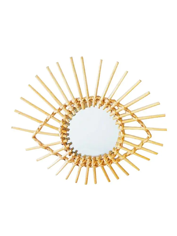 Креативное художественное ротанговое зеркало для украшения круглое Настенное