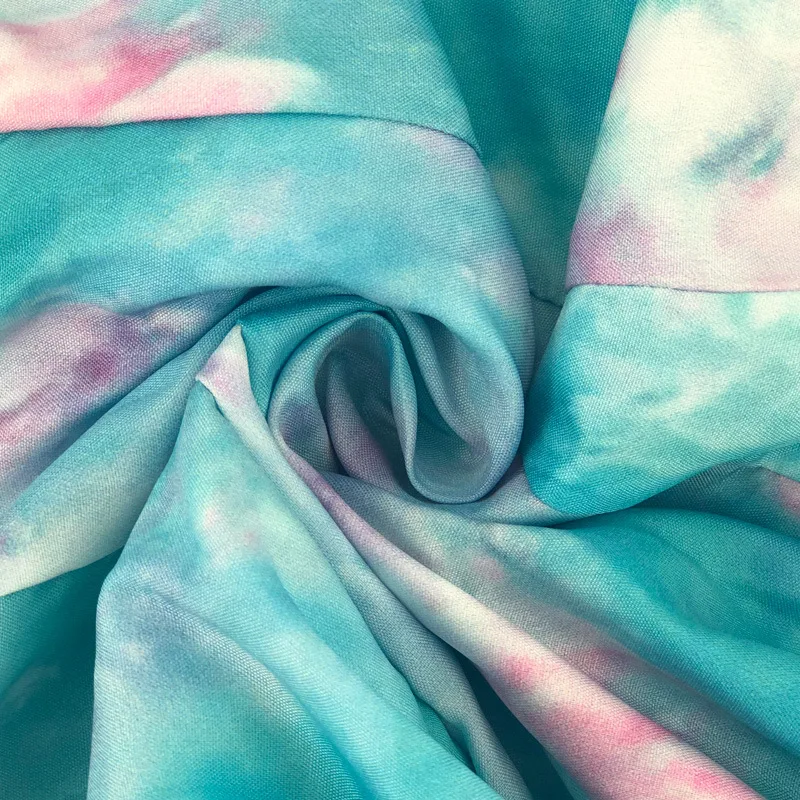 

Plus Size 5XL Girl Sexy V Neck Empire Tie Dye Printed Long Sleeve Loose Lacing Young Party Vacation Swing Mini Dress Fashion