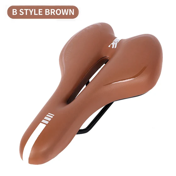 B Style Brown WEST BIKING велосипедное седло, силиконовая подушка из искусственной кожи, покрытие из силикагеля, удобное Велосипедное Сиденье, противоударное велосипедное седло - Цвет: B Style Brown