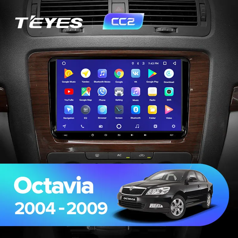 TEYES CC2 Штатное Головное устройство For Skoda Octavia 2 A5 2004-2009 GPS Android aвтомагнитола магнитола автомагнитолы Андроид для Шкода Октавия аксессуары штатная магнитола автомобильная мультимедиа
