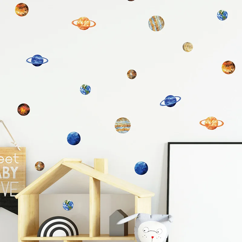 9 шт детские наклейки на стену Вселенная девять планеты детский сад Лестница