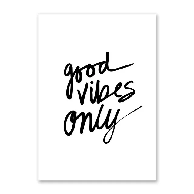 Настенный художественный холст рисунки Постер Good Vibes Only Nordic черный белый цвет