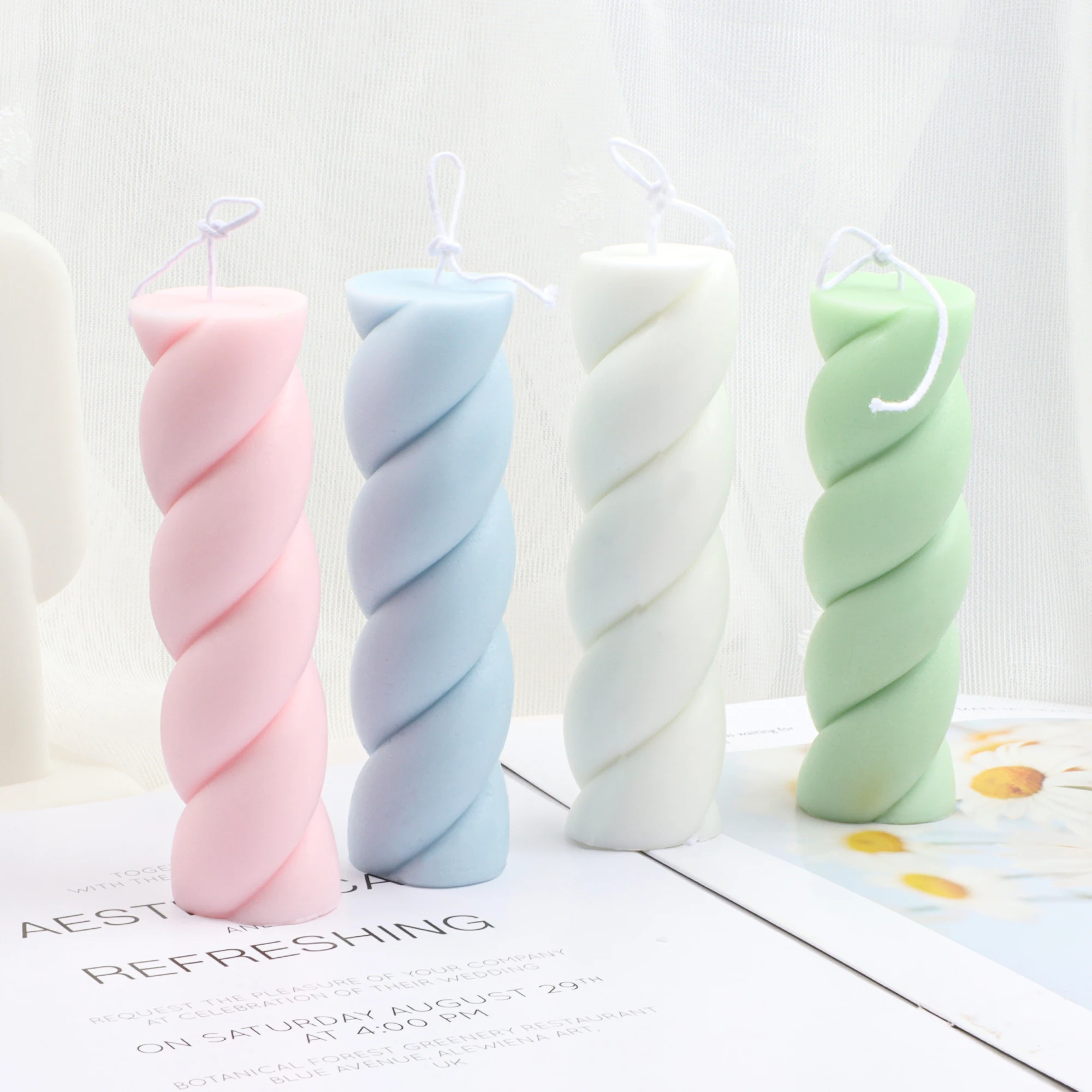 

Large Twist Candle Silicone Mold for Handmade Desktop Decoration Gypsum Epoxy Resin Aromatherapy Candle Silicone Mould