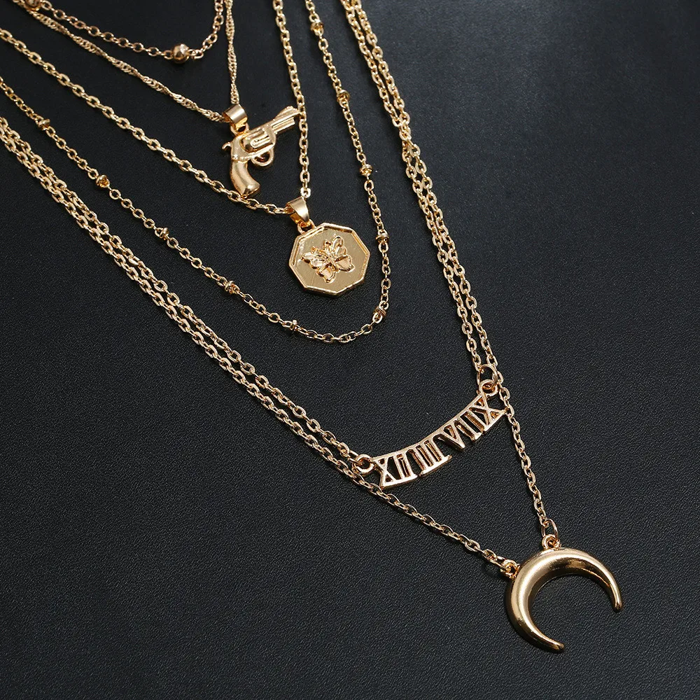 Винтажное многослойное ожерелье-чокер MLING из золотого сплава модное ожерелье с