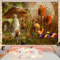 psychedelic mushroom abstract tapestry art deco blanket curtain hanging home bedroom living room decoration polyester hippie