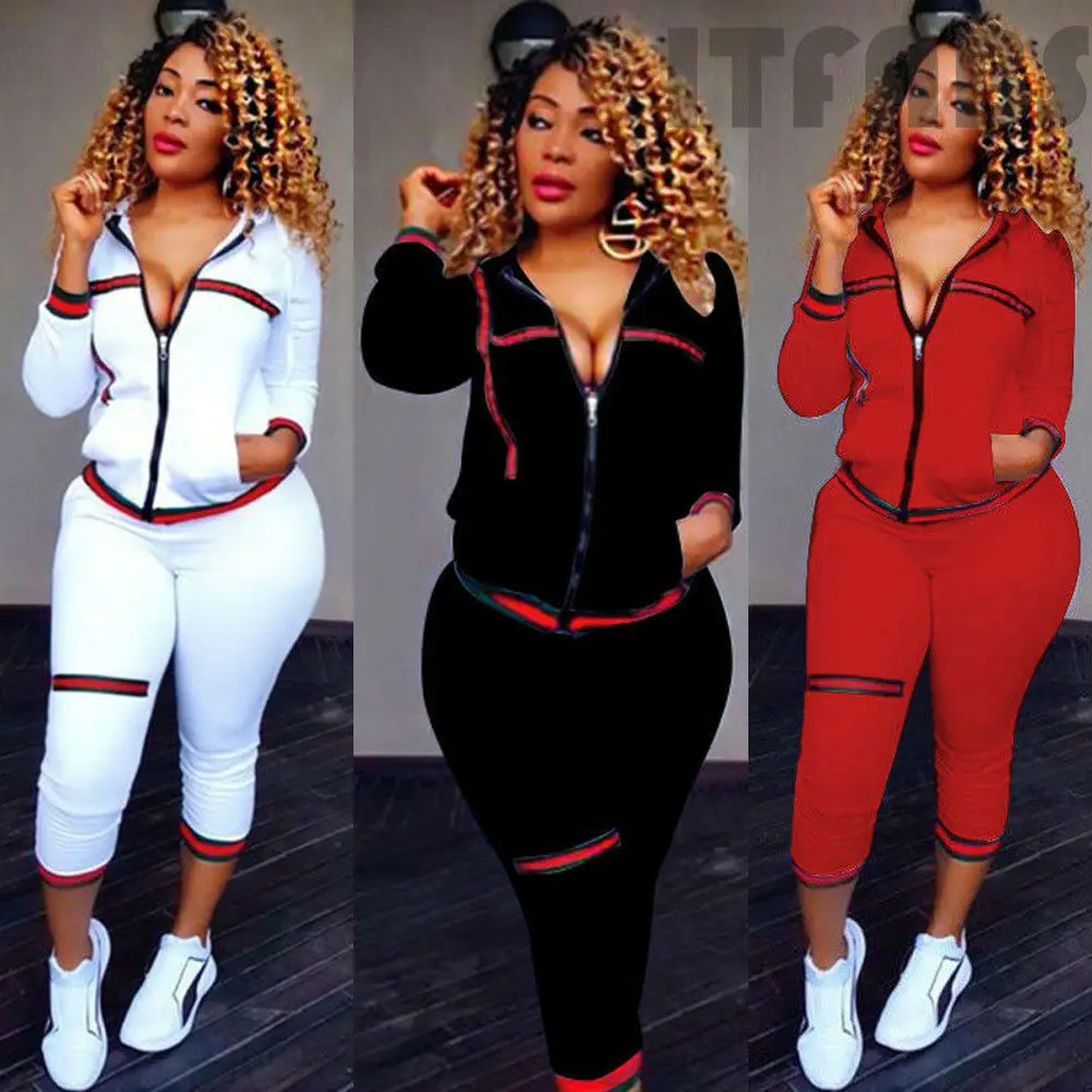 

Autumn 2Pcs Women Tracksuit Hoodies Sweatshirt Pants Sets Sport Wear Active lady Clothes Suit