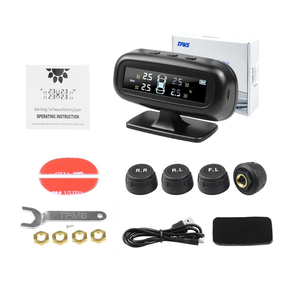 2021 TPMS USB солнечная зарядка бар Psi C Дисплей давление в шинах сигнализация